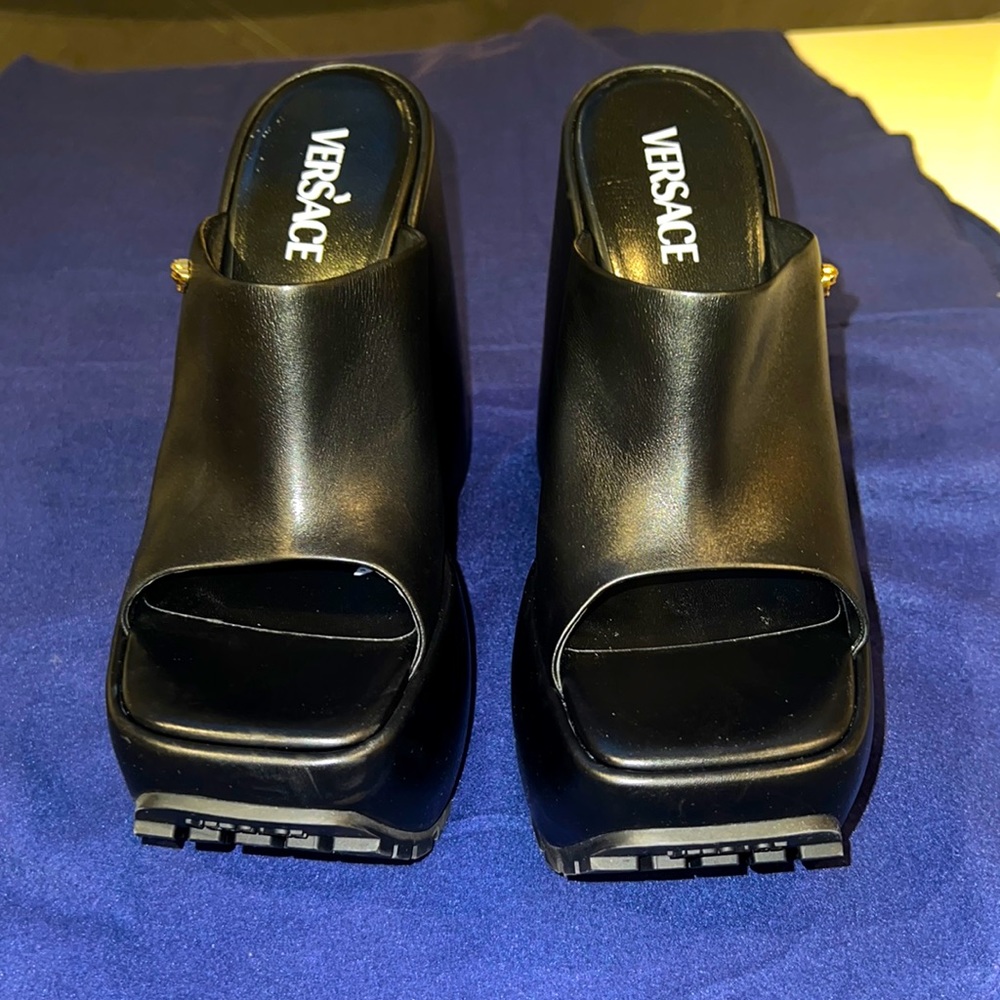 Versace leather platforms.